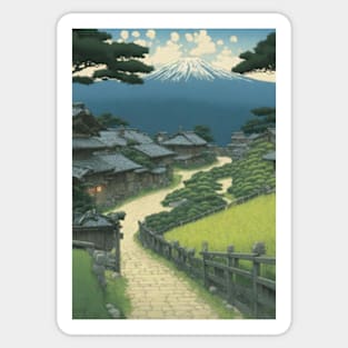 street of japan kawase hasui style art Sticker